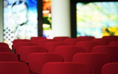 A row of cinema seats at The University of Salford