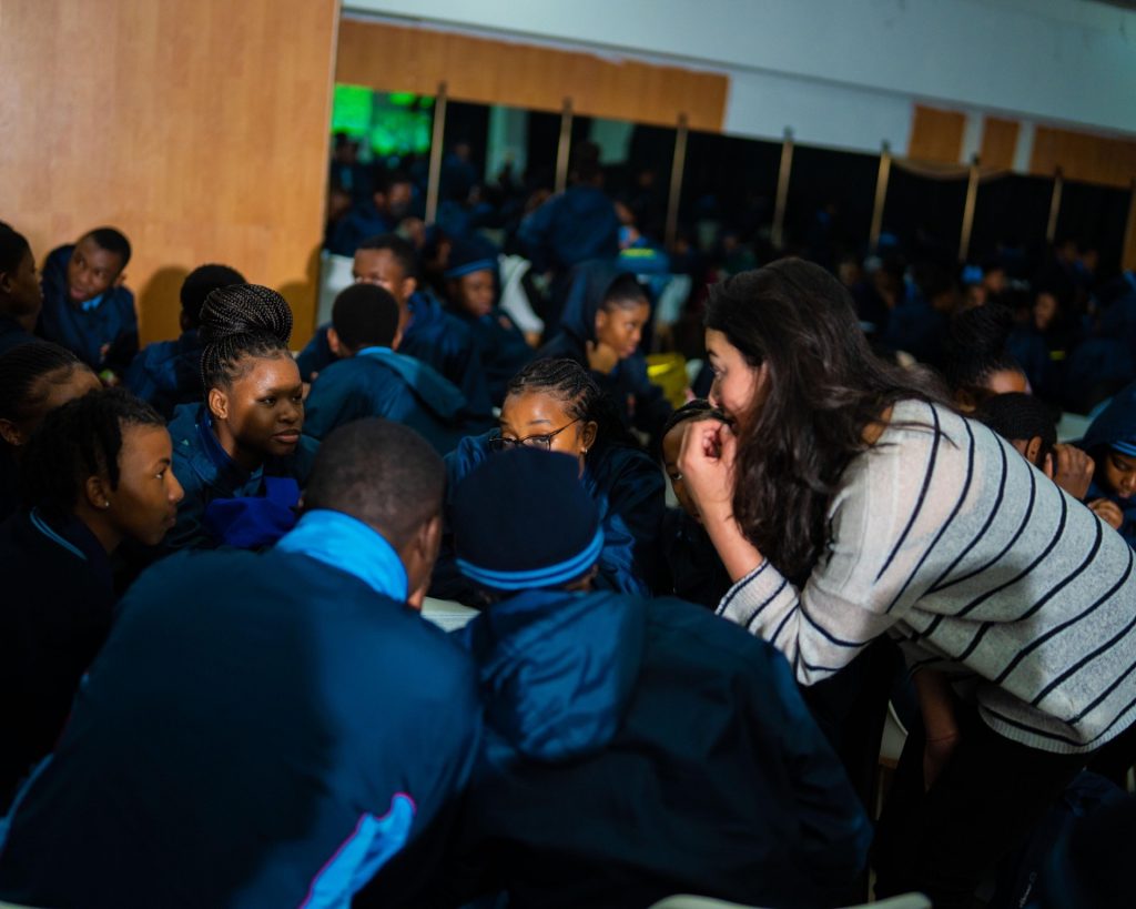 Professor Jade Munslow Ong teaching in a South African School